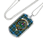 Ferguson Ancient Scottish Clan Tartan Military Dog Tag Necklace Jewelry