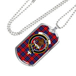 Graham Of Menteith Red Scottish Clan Tartan Military Dog Tag Necklace Jewelry