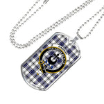 Hannay Grey Scottish Clan Tartan Military Dog Tag Necklace Jewelry