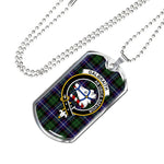 Galbraith Modern Scottish Clan Tartan Military Dog Tag Necklace Jewelry