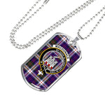 MacDonald Clan Ranald Dress Modern Scottish Clan Tartan Military Dog Tag Necklace Jewelry