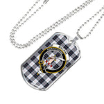 MacRae Dress Modern Scottish Clan Tartan Military Dog Tag Necklace Jewelry