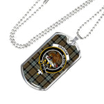 Graham Of Menteith Weathered Scottish Clan Tartan Military Dog Tag Necklace Jewelry