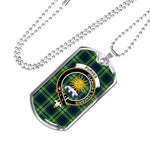 Purves Scottish Clan Tartan Military Dog Tag Necklace Jewelry