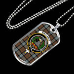 MacLaren Weathered Scottish Clan Tartan Military Dog Tag Necklace Jewelry