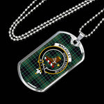 MacAuley Hunting Scottish Clan Tartan Military Dog Tag Necklace Jewelry