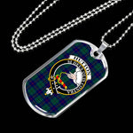 Hutton Scottish Clan Tartan Military Dog Tag Necklace Jewelry