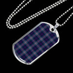 Navy Royal Scottish Clan Tartan Military Dog Tag Necklace Jewelry