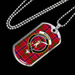MacRae Modern Scottish Clan Tartan Military Dog Tag Necklace Jewelry