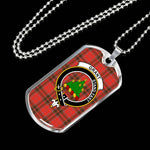 Grant Weathered Scottish Clan Tartan Military Dog Tag Necklace Jewelry