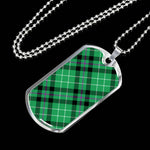 Hibernian FC Scottish Clan Tartan Military Dog Tag Necklace Jewelry