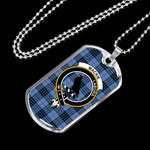 MacKie Blue Scottish Clan Tartan Military Dog Tag Necklace Jewelry