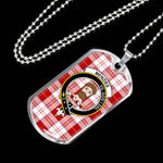 Menzies Red Scottish Clan Tartan Military Dog Tag Necklace Jewelry