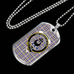 Hannay Scottish Clan Tartan Military Dog Tag Necklace Jewelry