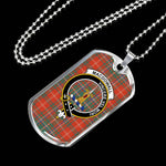 MacDougall Garthland Ancient Scottish Clan Tartan Military Dog Tag Necklace Jewelry