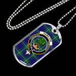 Hamilton Hunting Modern Scottish Clan Tartan Military Dog Tag Necklace Jewelry