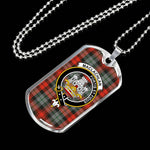 MacLachlan Weathered Scottish Clan Tartan Military Dog Tag Necklace Jewelry