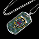 Ogilvie Hunting Ancient Scottish Clan Tartan Military Dog Tag Necklace Jewelry