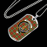 MacDougall Garthland Of Lochcarron Scottish Clan Tartan Military Dog Tag Necklace Jewelry