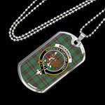 MacKinnon Hunting Ancient Scottish Clan Tartan Military Dog Tag Necklace Jewelry