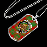 MacGregor Modern Scottish Clan Tartan Military Dog Tag Necklace Jewelry
