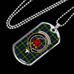Farquharson Modern Scottish Clan Tartan Military Dog Tag Necklace Jewelry