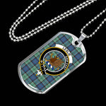 Leslie Hunting Ancient Scottish Clan Tartan Military Dog Tag Necklace Jewelry