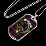 MacDonell Of Glengarry Modern Scottish Clan Tartan Military Dog Tag Necklace Jewelry