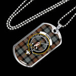 Gunn Weathered Scottish Clan Tartan Military Dog Tag Necklace Jewelry