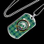 Kennedy Ancient Scottish Clan Tartan Military Dog Tag Necklace Jewelry