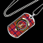Lumsden Modern Scottish Clan Tartan Military Dog Tag Necklace Jewelry