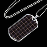 Navy Dress Grey Scottish Clan Tartan Military Dog Tag Necklace Jewelry