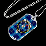 McKerrell Blue Scottish Clan Tartan Military Dog Tag Necklace Jewelry