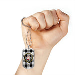 MacFarlane Black & White Scottish Clan Tartan Military Dog Tag Necklace Jewelry