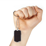 Navy Dress Grey Scottish Clan Tartan Military Dog Tag Necklace Jewelry