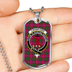 Crawford Scottish Clan Tartan Military Dog Tag Necklace Jewelry