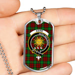Kerr Scottish Clan Tartan Military Dog Tag Necklace Jewelry