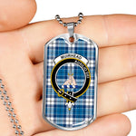 Muirhead Blue Scottish Clan Tartan Military Dog Tag Necklace Jewelry