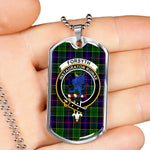 Forsyth Modern Scottish Clan Tartan Military Dog Tag Necklace Jewelry