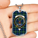 Forbes Ancient Scottish Clan Tartan Military Dog Tag Necklace Jewelry