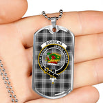 Douglas Grey Scottish Clan Tartan Military Dog Tag Necklace Jewelry