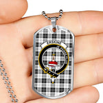 Erskine Black And White Scottish Clan Tartan Military Dog Tag Necklace Jewelry