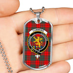 Cumming Modern Scottish Clan Tartan Military Dog Tag Necklace Jewelry