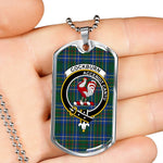 Cockburn Ancient Scottish Clan Tartan Military Dog Tag Necklace Jewelry