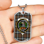 MacLaren Weathered Scottish Clan Tartan Military Dog Tag Necklace Jewelry