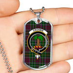 Crosbie Scottish Clan Tartan Military Dog Tag Necklace Jewelry