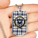 Hannay Grey Scottish Clan Tartan Military Dog Tag Necklace Jewelry
