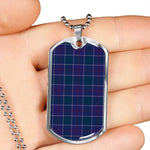 Navy US Edzell Scottish Clan Tartan Military Dog Tag Necklace Jewelry