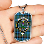 Ferguson Ancient Scottish Clan Tartan Military Dog Tag Necklace Jewelry