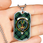 Gordon Fabric Scottish Clan Tartan Military Dog Tag Necklace Jewelry
